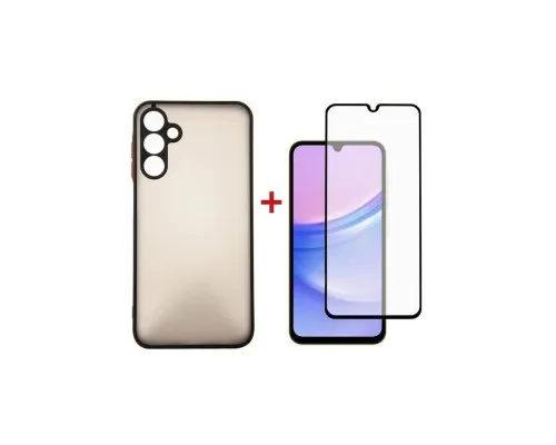 Чохол до мобільного телефона Dengos Kit for Samsung Galaxy A15 case + glass (Black) (DG-KM-69)