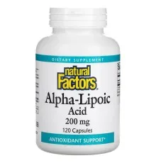 Вітамінно-мінеральний комплекс Natural Factors Альфа-ліпоєва кислота, 200 мг, Alpha-Lipoic Acid, 120 капсул (NFS-02099)