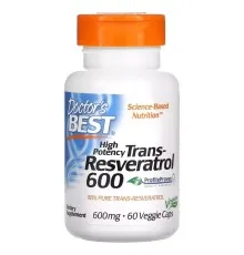 Антиоксидант Doctor's Best Ресвератрол, 600 мг, High Potency Trans-Resveratrol 600, 60 вегетариански (DRB-00416)