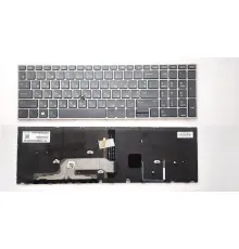 Клавиатура ноутбука HP ZBook 15 G5, 17 G5 черная с серой рамкой ТП подсв (A46160)