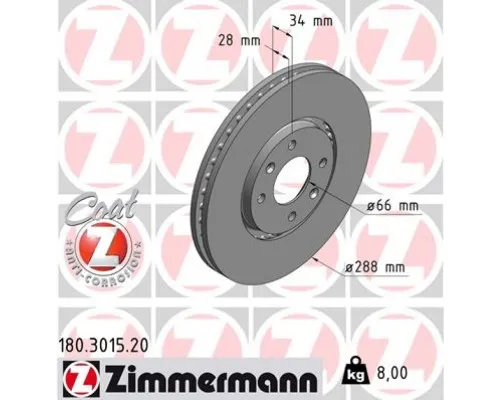 Тормозной диск ZIMMERMANN 180.3015.20