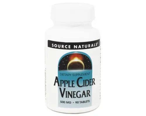 Трави Source Naturals Яблучний Оцет, 500мг, Apple Cider Vinegar, 90 таблеток (SN1355)