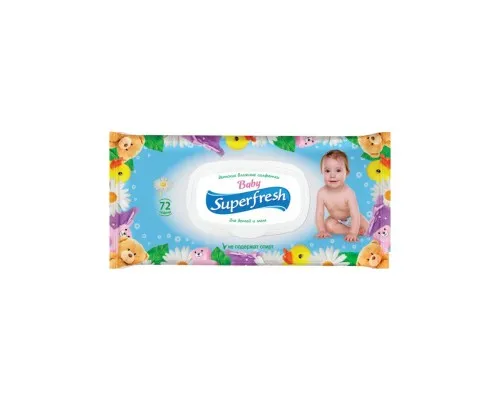 Детские влажные салфетки Superfresh Baby chamomile с клапаном 72 шт (4820048488044)