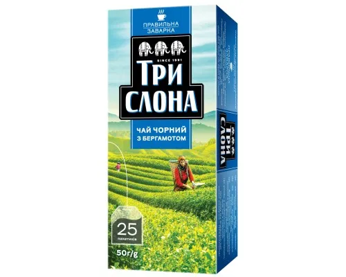 Чай Три Слона Чорний з бергамотом 25х1.5 г (ts.76906)