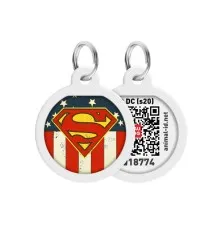 Адресник для тварин WAUDOG Smart ID з QR паспортом "Супермен Америка" коло 30 мм (230-1010)