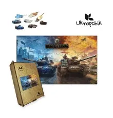 Пазл Ukropchik деревянный World of Tanks size - M в коробке с набором-рамкой (World of Tanks A4)