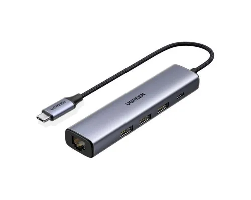 Концентратор Ugreen USB 3.0 Type-C to 3xUSB 3.0 + RJ45 1000M CM475 grey (20932)