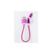 Дата кабель USB 2.0 AM to Lightning + Micro 5P 0.2m pink Dengos (NTK-LM-SHRT-MT-PINK)