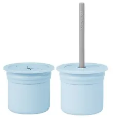 Поильник-непроливайка MinikOiOi Sip+Snack - Mineral Blue / Powder Grey (101100109)