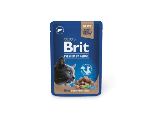 Вологий корм для кішок Brit Premium з печінкою для стерилізованих 100 г (8595602548453)