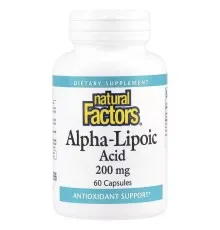 Витаминно-минеральный комплекс Natural Factors Альфа-липоевая кислота, 200 мг, Alpha-Lipoic Acid, 60 капсул (NFS-02098)