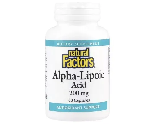Витаминно-минеральный комплекс Natural Factors Альфа-липоевая кислота, 200 мг, Alpha-Lipoic Acid, 60 капсул (NFS-02098)