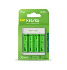 Зарядний пристрій для акумуляторів Gp ReCyko 4-Slot E411 USB Charger (w/ 4's 2100mAh AA Batteries) (GPE411 210AAHCN-2B4)