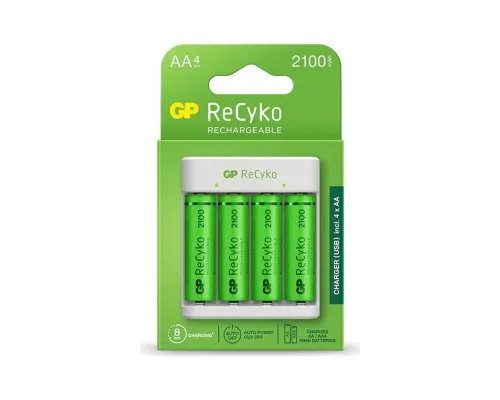 Зарядний пристрій для акумуляторів Gp ReCyko 4-Slot E411 USB Charger (w/ 4's 2100mAh AA Batteries) (GPE411 210AAHCN-2B4)