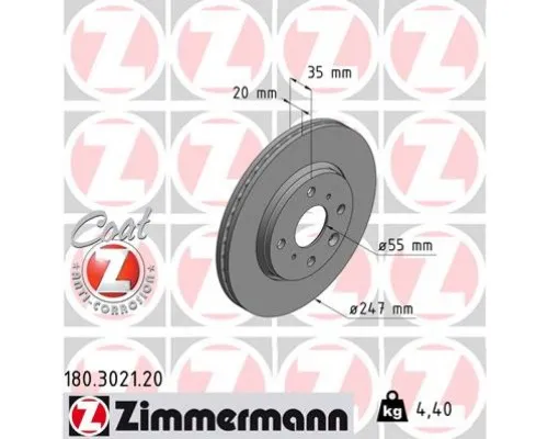 Гальмівний диск ZIMMERMANN 180.3021.20