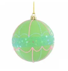Елочная игрушка YES! Fun Зонтик шар, с глиттером и пайетками, зеленый (972820)