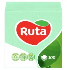 Серветки столові Ruta 24х24 см 1 шар Зелені 100 шт. (4820023740518)