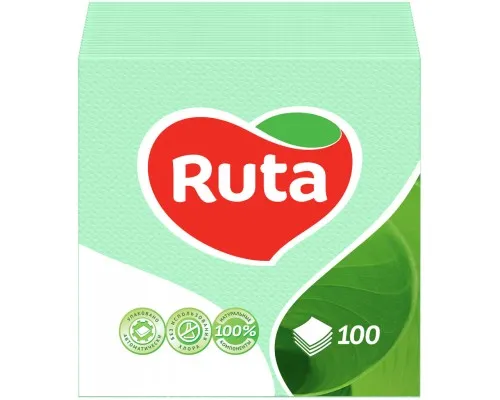 Серветки столові Ruta 24х24 см 1 шар Зелені 100 шт. (4820023740518)