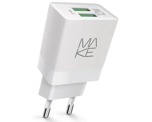 Зарядний пристрій MAKE 12W 2.4A+2.4А White (MCW-221WH)