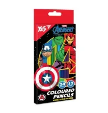 Карандаши цветные Yes Marvel.Avengers двухсторонние 12 шт. 24 цв. (290678)
