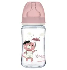 Бутылочка для кормления Canpol babies Bonjour Paris с широким отверстием 240 мл Розовая (35/232_pin)