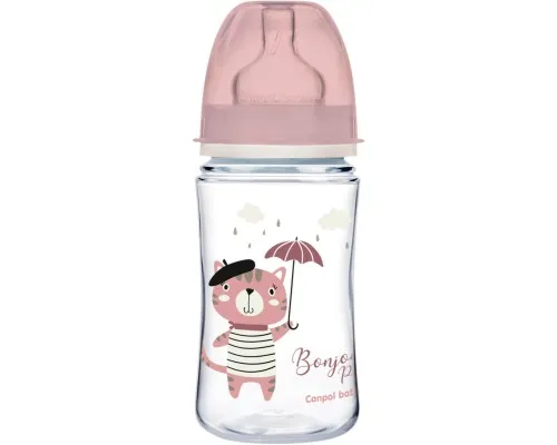 Бутылочка для кормления Canpol babies Bonjour Paris с широким отверстием 240 мл Розовая (35/232_pin)