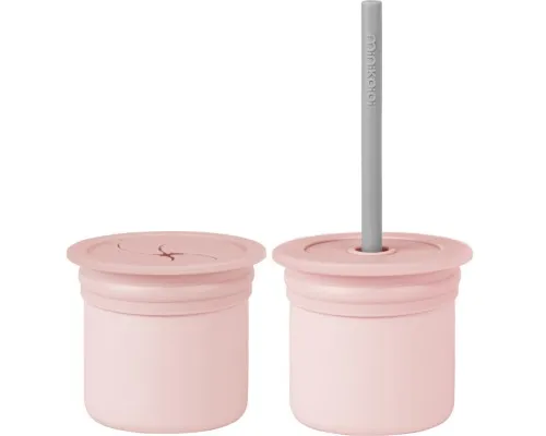 Поильник-непроливайка MinikOiOi Sip+Snack - Pinky Pink / Powder Grey (101100108)