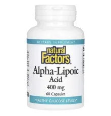 Вітамінно-мінеральний комплекс Natural Factors Альфа-ліпоєва кислота, 400 мг, Alpha-Lipoic Acid, 60 капсул (NFS-02101)