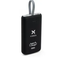 Батарея універсальна Vinga 10000 mAh SuperQC soft touch w/cable 22.5W black (VPB1SQSCBK)