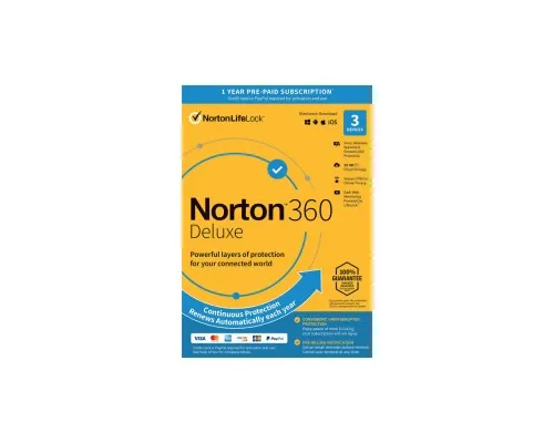 Антивірус Norton by Symantec NORTON 360 DELUXE 25GB 1 USER 3 DEVICE 12M (21409592)