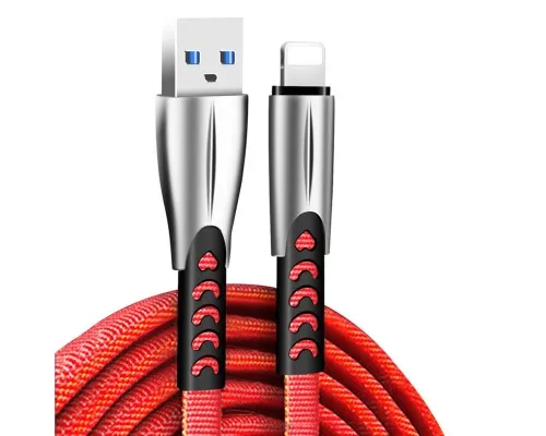 Дата кабель USB 2.0 AM to Lightning 1.0m zinc alloy red ColorWay (CW-CBUL010-RD)