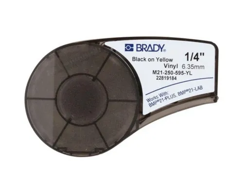Стрічка для принтера етикеток Brady M21-250-595-YL, vinyl, 6.35mm/6.4m. Black on Yellow (M21-250-595-YL)
