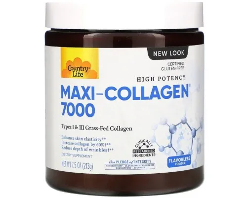Вітамін Country Life Колаген 1 і 3 Типів + Біотин, Maxi Collagen, 7,5 унцій (210 (CLF-05070)
