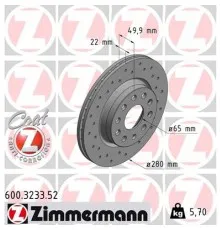 Тормозной диск ZIMMERMANN 600.3233.52