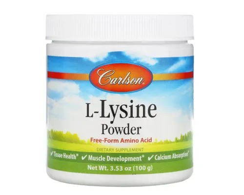 Амінокислота Carlson L-лізин у порошку, L-Lysine, Amino Acid Powder, 100 гр (CAR-06885)