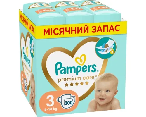 Подгузники Pampers Premium Care Размер 3 (6-10 кг) 200 шт (8006540855898)