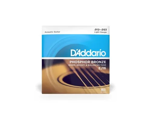 Струни для гітари D'Addario Phosphor Bronze Regular Light (12-53) (EJ16)