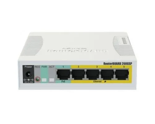 Комутатор мережевий Mikrotik RB260GSP (CSS106-1G-4P-1S)