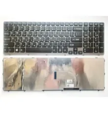 Клавиатура ноутбука Sony SVE15 (E15 Series) черная с серой рамкой UA (A43539)
