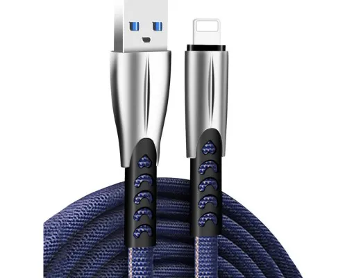 Дата кабель USB 2.0 AM to Lightning 1.0m zinc alloy blue ColorWay (CW-CBUL010-BL)