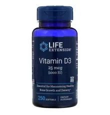 Вітамін Life Extension Вітамін D3, Vitamin D3, 25 мкг (10000 МE), 250 гелевих капсу (LEX-17512)