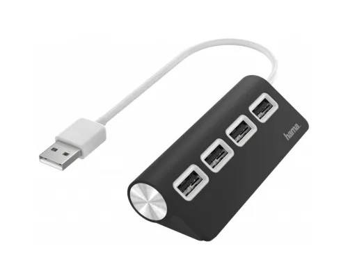 Концентратор Hama 4 Ports USB 2.0 Black/White (00200119)