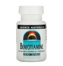 Витаминно-минеральный комплекс Source Naturals Бенфотиамин, 150 мг, Benfotiamine, 60 таблеток (SN1906)