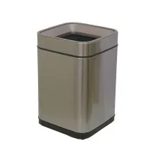 Контейнер для мусора JAH квадратный без крышки с вн. ведром серебряный металлик 8 л (6332)