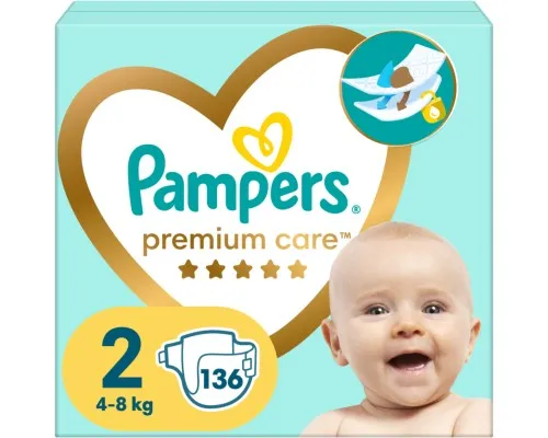 Підгузки Pampers Premium Care Розмір 2 (4-8 кг) 136 шт (8006540855812)