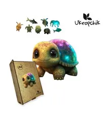 Пазл Ukropchik дерев'яний Зіркова Черепаха size - M в коробці з набором-рамкою (Starry Turtle A4)