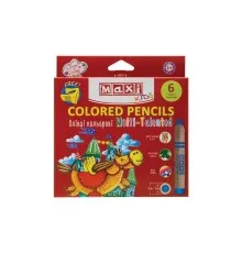 Карандаши цветные Maxi Multi-Talented 3 в 1, 6 цветов с чинкой, круглые (MX15171)