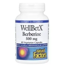 Вітамінно-мінеральний комплекс Natural Factors Берберін, 500 мг, WellBetX, Berberine, 60 вегетаріанських капсул (NFS-03544)
