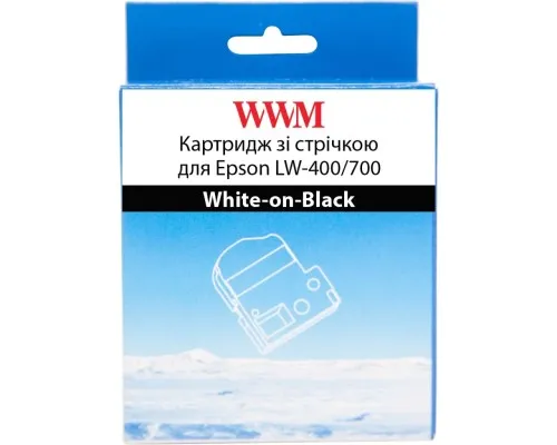 Стрічка для принтера етикеток WWM для Epson LW-400/700 18mm х 8m White-on-Black (WWM-SD18K)