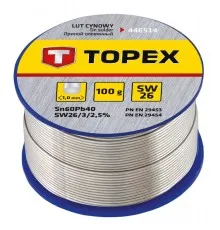 Припій для пайки Topex олов'яний 60%Sn, дрiт 1.0 мм,100 г (44E514)
